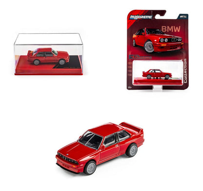 Majorette 1:64 Scale BMW M3 E30 Red 40th Anniversary Collector’s Edition Die-Cast Model Car | Metal Chassis, Rubber Tyres & Premium Display Show Case Collection