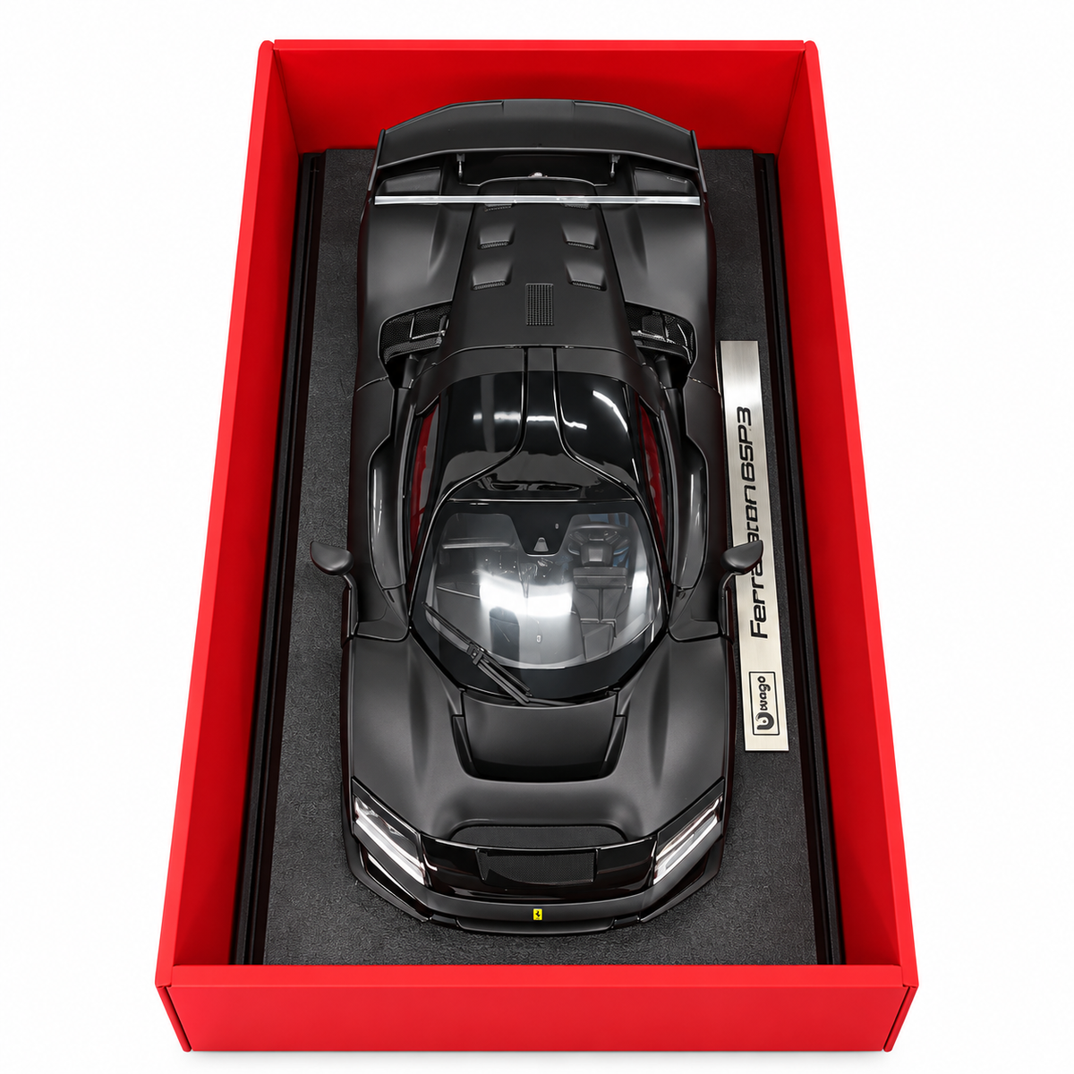 Bburago Ferrari F80 1:18 Scale Diecast Model Car Black – Premium Matte Black Ferrari Supercar with Detailed Interior Collector Display Box | Luxury Collectible Model for Ages 14+