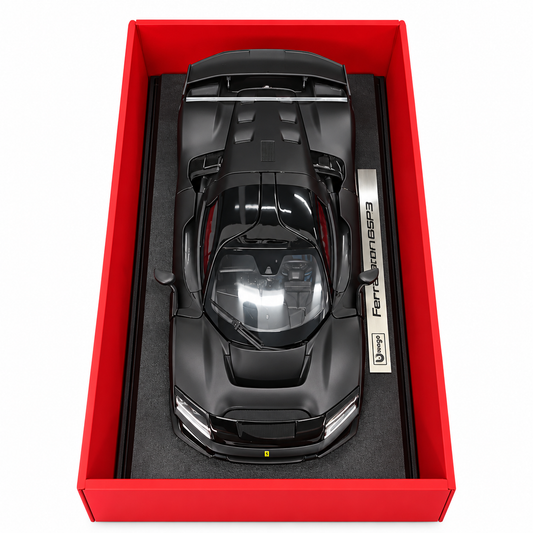Bburago Ferrari F80 1:18 Scale Diecast Model Car Black – Premium Matte Black Ferrari Supercar with Detailed Interior Collector Display Box | Luxury Collectible Model for Ages 14+