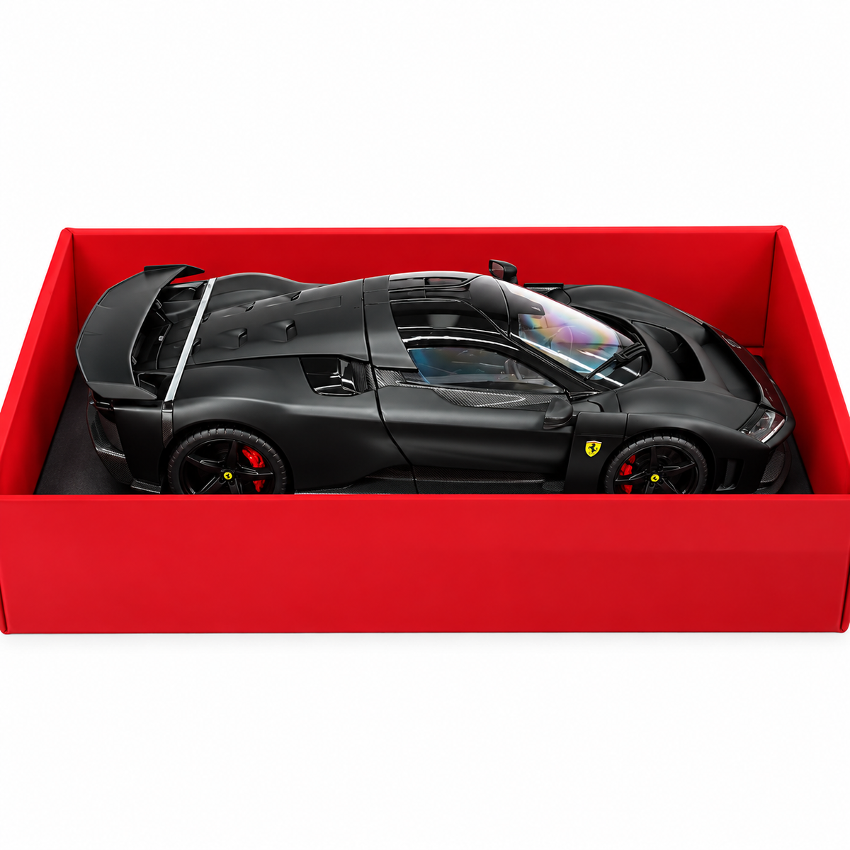 Bburago Ferrari F80 1:18 Scale Diecast Model Car Black – Premium Matte Black Ferrari Supercar with Detailed Interior Collector Display Box | Luxury Collectible Model for Ages 14+