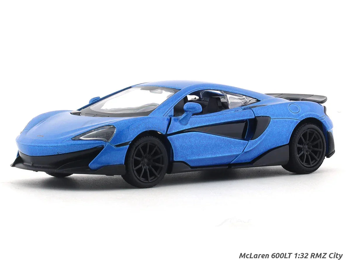 RMZ City 1:36 McLaren 600LT Diecast Car Model – Opening Doors, Pull Back Metal Body Supercar (Blue & Orange Variants)