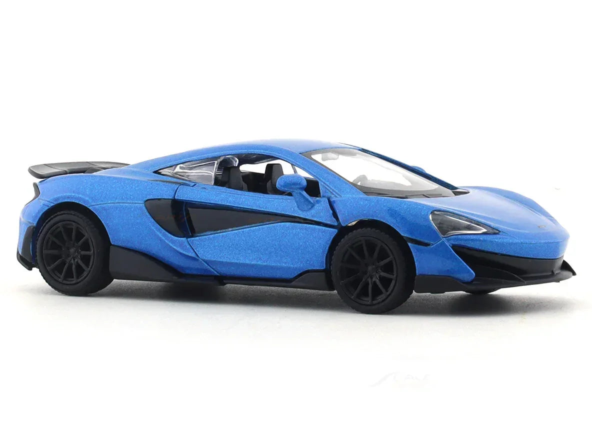 RMZ City 1:36 McLaren 600LT Diecast Car Model – Opening Doors, Pull Back Metal Body Supercar (Blue & Orange Variants)