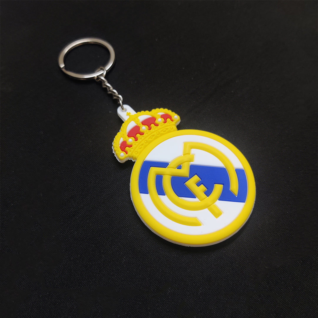 Real Madrid CF Logo Rubber Keychain – Football Club Keyring for Fans