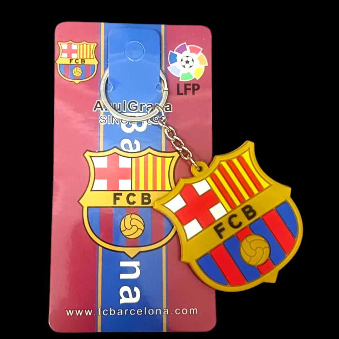 FC Barcelona Logo Rubber Keychain – FCB Football Club Keyring for Fans