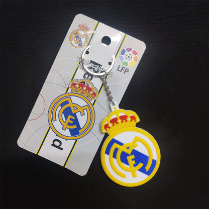 Real Madrid CF Logo Rubber Keychain – Football Club Keyring for Fans