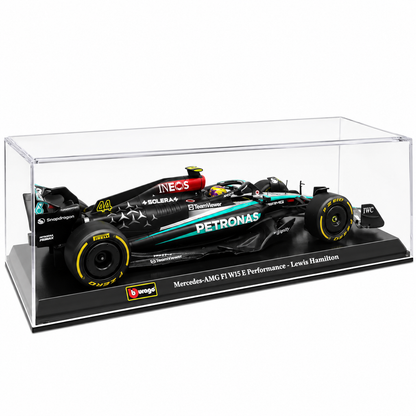 Bburago 1:24 Scale Mercedes-AMG F1 W15 E Performance Lewis Hamilton #44 Formula 1 Diecast Racing Car Model with Display Case