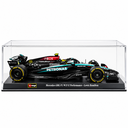 Bburago 1:24 Scale Mercedes-AMG F1 W15 E Performance Lewis Hamilton #44 Formula 1 Diecast Racing Car Model with Display Case