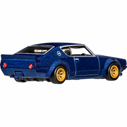 Hot Wheels Premium 1:64 Nissan Skyline 2000GT-R LBWK Blue Diecast Car – Japan Historics 5 Car Culture, Metal Body, Real Riders Wheels