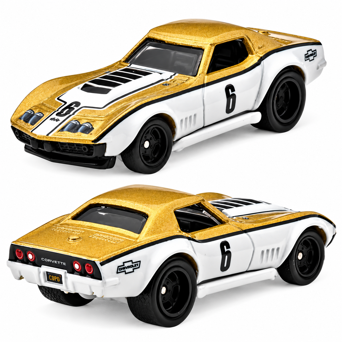 Hot Wheels Premium HBL96-953N 1:64 Scale Car Culture Corvette 2-Pack Die-Cast Cars | Custom Corvette Stingray & '69 COPO Corvette | Metal Body | Collectible Model Cars