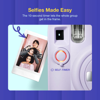 Fujifilm Instax Mini 13 Instant Camera + 10 Shot Films + 1x Camera Case + 10X Paper Photo Frame + 10 Photo Hanging Clips (Memory Maker Pack)Dreamy Purple