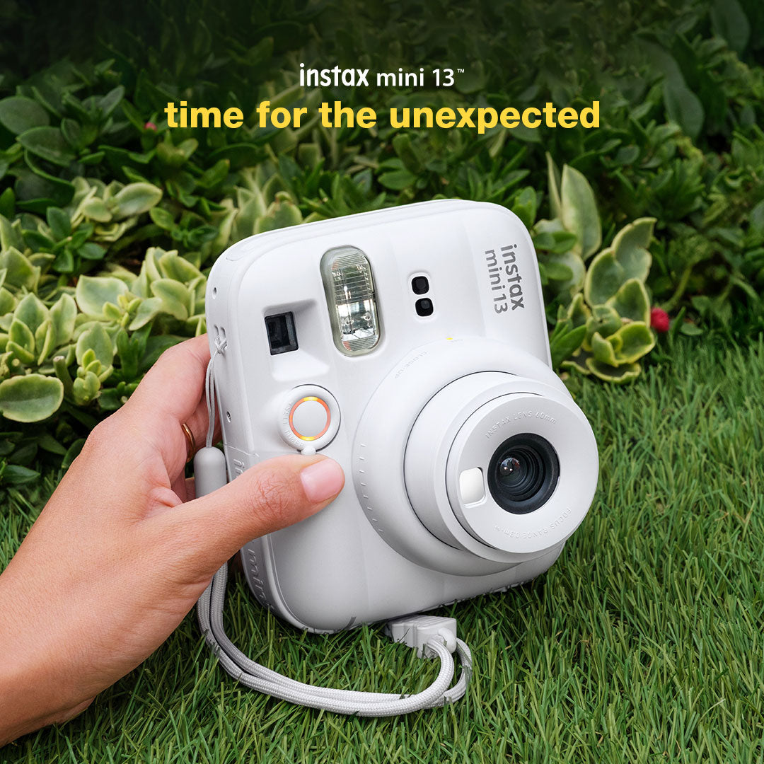 Fujifilm Instax Mini 13 Instant Camera + 10 Shot Films + 1x Camera Case + 10X Paper Photo Frame + 10 Photo Hanging Clips (Memory Maker Pack) Clay White