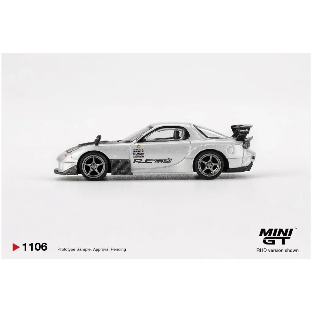 Mini GT 1:64 Mazda RX-7 RE-Amemiya Silver Metallic Diecast Model