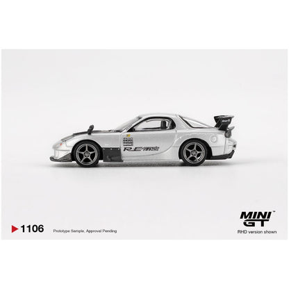 Mini GT 1:64 Mazda RX-7 RE-Amemiya Silver Metallic Diecast Model Car – MGT01106-BL