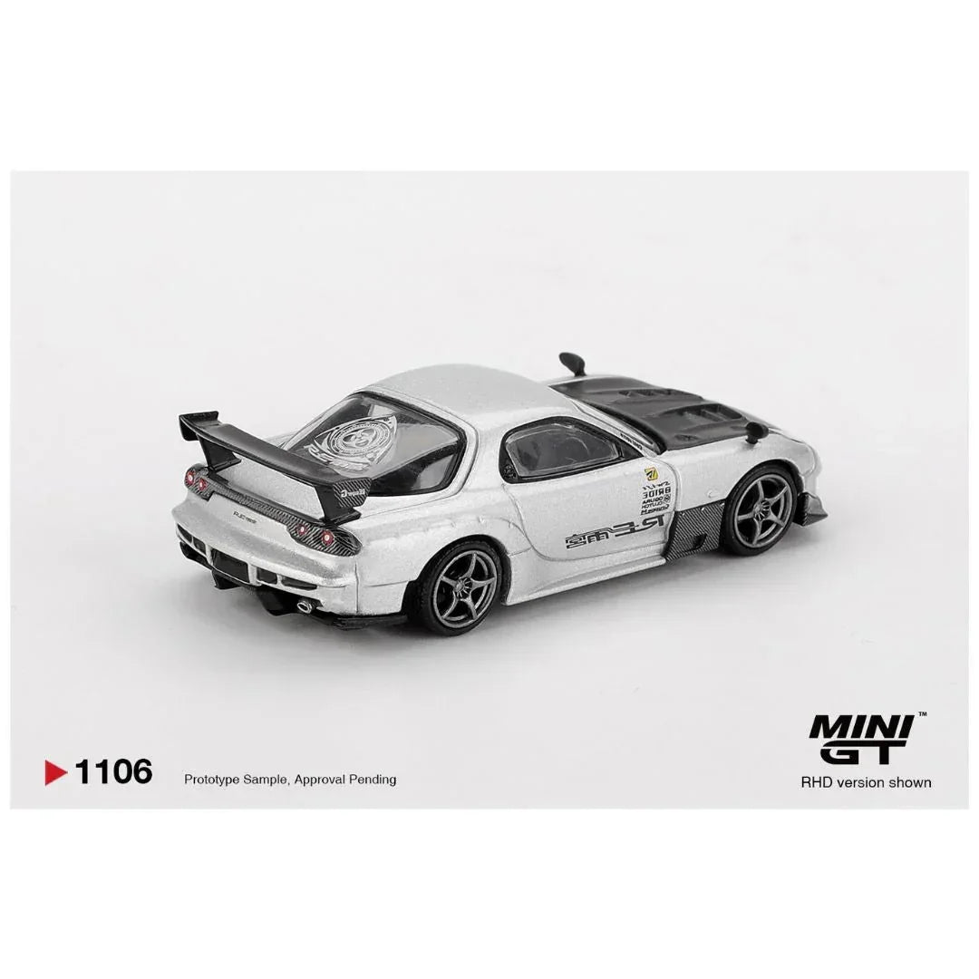 Mini GT 1:64 Mazda RX-7 RE-Amemiya Silver Metallic Diecast Model