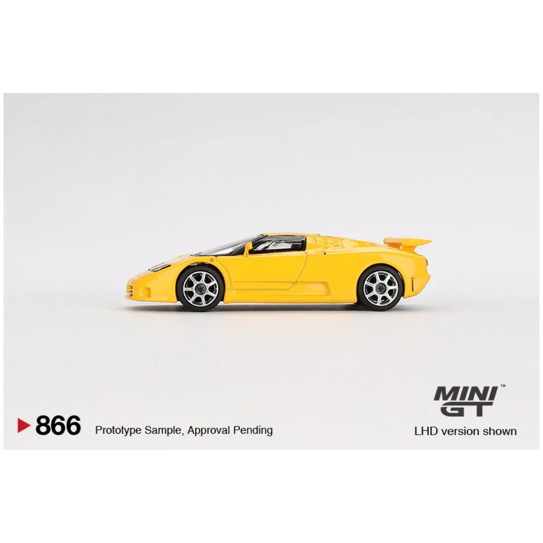 Mini GT #866: Bugatti EB110 Super Sport Giallo Bugatti 1:64 - Jaiman Toys