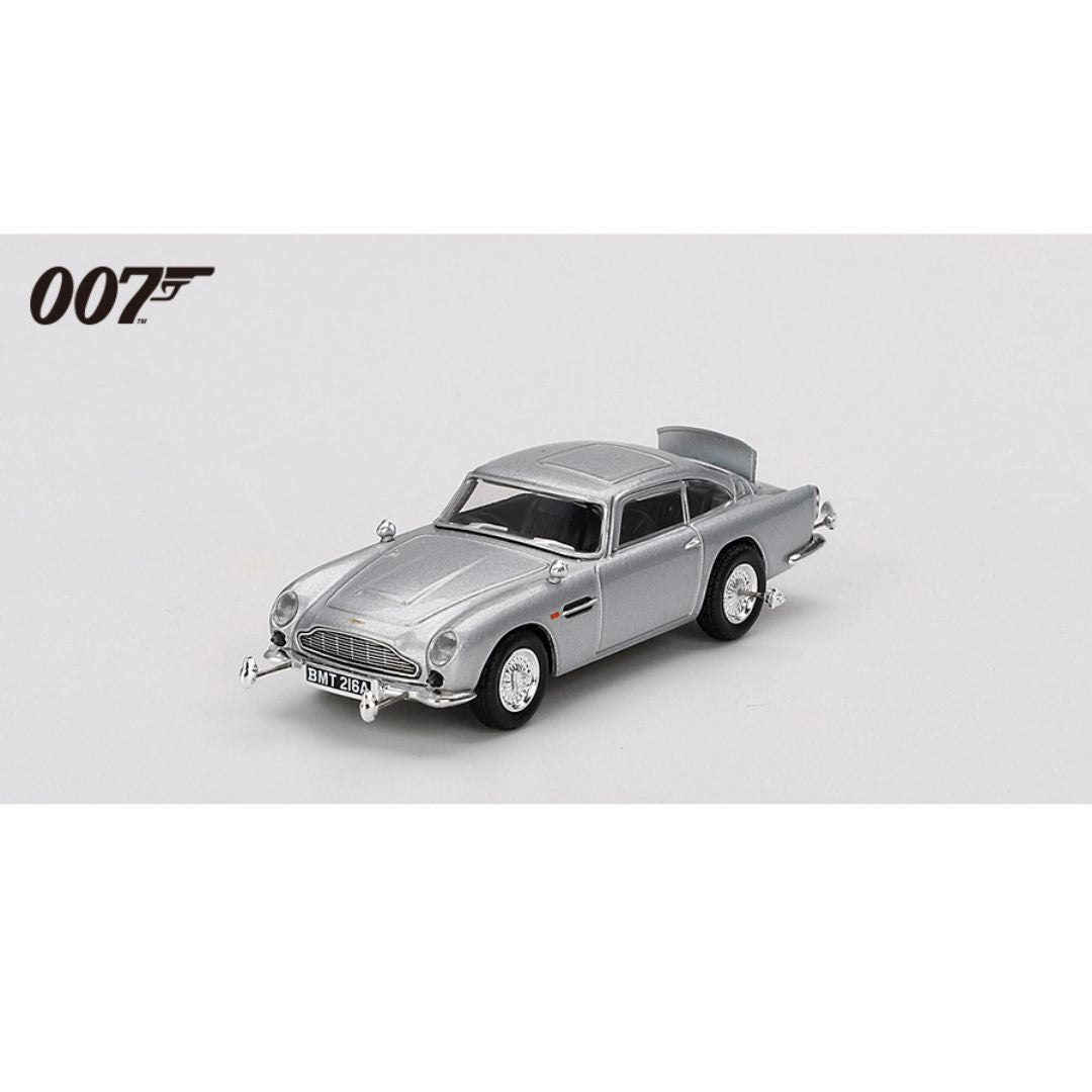 Mini GT 1:64 Aston Martin DB5 “Goldfinger” James Bond Edition | Classic Movie Diecast Car (Blister Pack)
