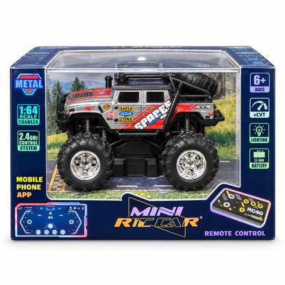 TRASPED HG4-525 Mini RC Off-Road Rock Crawler Truck – Metal Body, 2.4GHz Remote & App Control, LED Lights