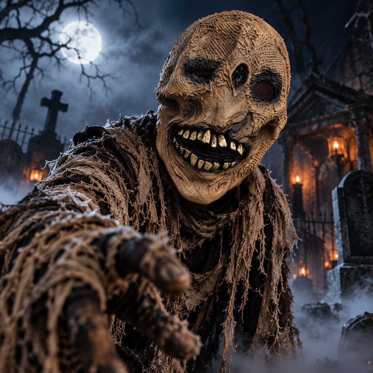 Halloween Scary Mummy Zombie Mask – Realistic Stitched Horror Monster Costume Mask for Adults