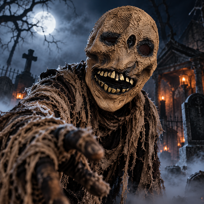 Halloween Scary Mummy Zombie Mask – Realistic Stitched Horror Monster Costume Mask for Adults