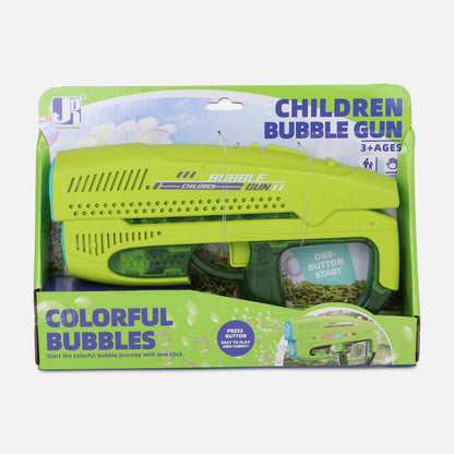 Rechargeable Automatic Double Outlet Bubble Gun with Colourful Lights & Bubble Solution for Kids 3+ Years - Green