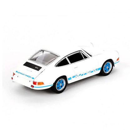 MINI GT 715: Porsche 911 Carrera RS 2.7 Grand Prix White with Blue Livery - Jaiman Toys