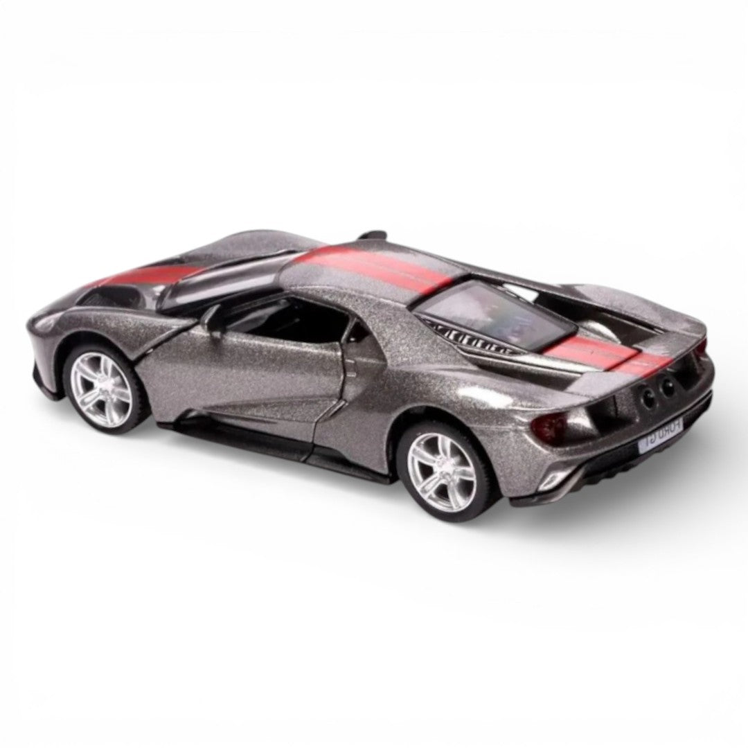 RMZ City 1:36 Ford GT Diecast Car Model – Metalic Grey| Openable Doors, Sound & Light