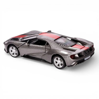 RMZ City 1:36 Ford GT Diecast Car Model – Metalic Grey| Openable Doors, Sound & Light