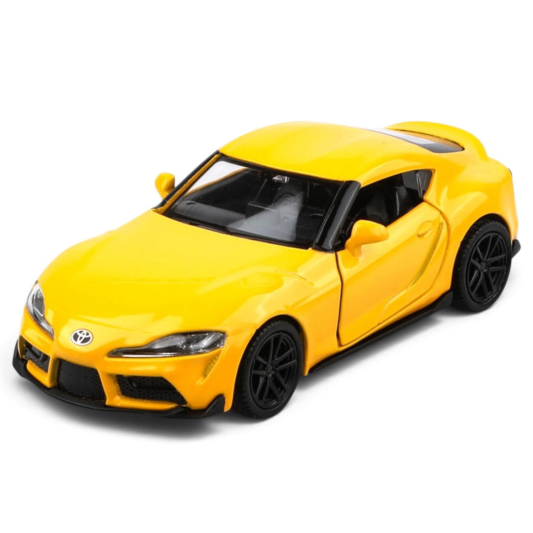 RMZ City 1:32 Scale 2020 Toyota GR Supra Die-Cast Sports Car Model – Grey, Red & Yellow | Collectible Miniature with Opening Doors | 3 Colour Variants