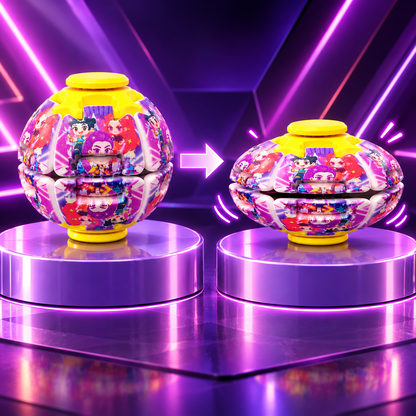 Transforming Fingertip Spinner Ball with Huntrix Girl Design – Fidget Toy, 1 Random Colour