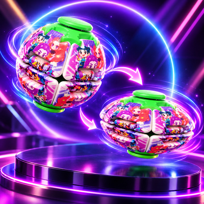 Transforming Fingertip Spinner Ball with Huntrix Girl Design – Fidget Toy, 1 Random Colour