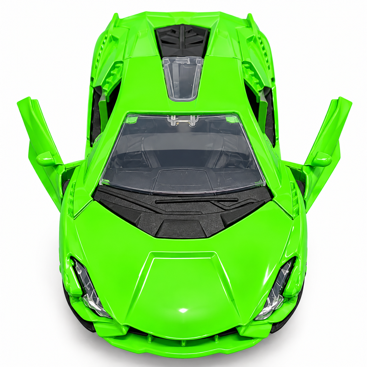 Road Burner Metal Racers 1:39 Scale Diecast Sports Car Toy – Green | Pull Back Action, Openable Doors, Metal Body, Racing Car Model for Kids 3+ Years