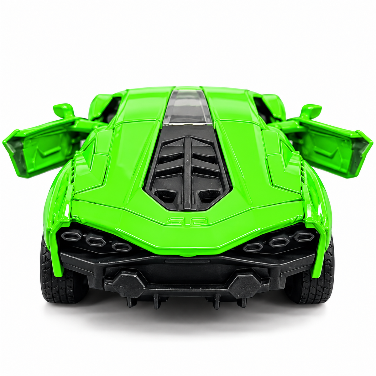 Road Burner Metal Racers 1:39 Scale Diecast Sports Car Toy – Green | Pull Back Action, Openable Doors, Metal Body, Racing Car Model for Kids 3+ Years