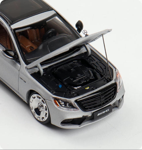 RM 1:64 Mercedes-Benz S63 W222 -Matte Grey Diecast Model Car | Premium Collector Edition with Multi-Spoke Wheels