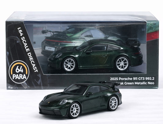 PARA64 1:64 Porsche 911 GT3 992.2 Oak Green Metallic Neo Diecast Model – Premium Sports Car Collectible