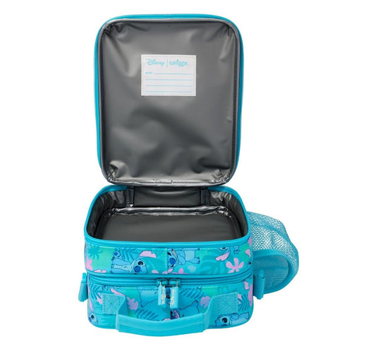 Smiggle Disney Stitch Hardtop Lunch Bag with Shoulder Strap – Insulated Kids Lunch Box with Bottle Holder & Carry Handle – Blue