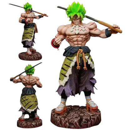 Dragon Ball Z Super Saiyan Broly Anime Ultimate Action Figure Statue 36cm – Green Hair Battle Edition Statue with Sword & Base – Collectible Action Model Toy HW - Jaiman Toys