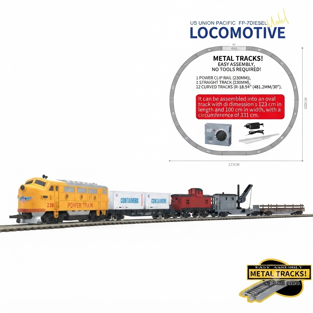 HANFLY 66130 Union Pacific FP-7 Diesel HO 1:87 Electric Train Set with Metal Track