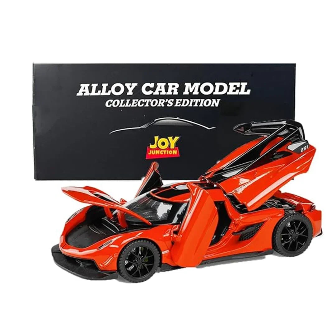 JOY JUNCTION 1:32 Diecast Supercar Toy Car with Opening Doors & Bonnet – Premium Metal Model in Orange, White & Black