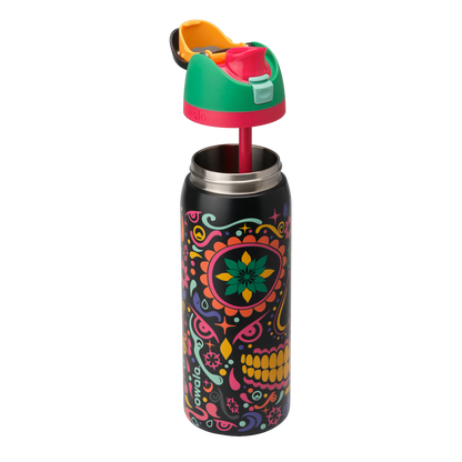 Owala 32oz (945ml) Insulated Stainless Steel Water Bottle – Flip Straw Leak-Proof Sports Bottle with Sugar Skull Design