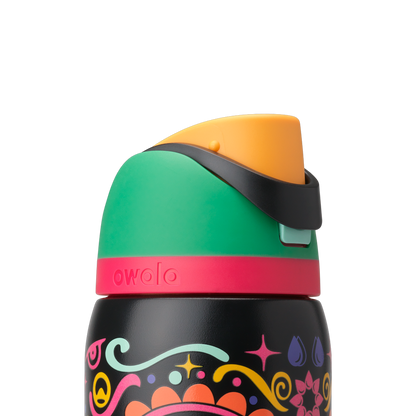 Owala 32oz (945ml) Insulated Stainless Steel Water Bottle – Flip Straw Leak-Proof Sports Bottle with Sugar Skull Design