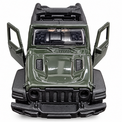 Road Burner Metal Racers 1:39 Scale Die-Cast Jeep Style Off-Road SUV Toy Car with Pull Back Action, Openable Doors, Metal Body & Detailed Interior – Dark Green
