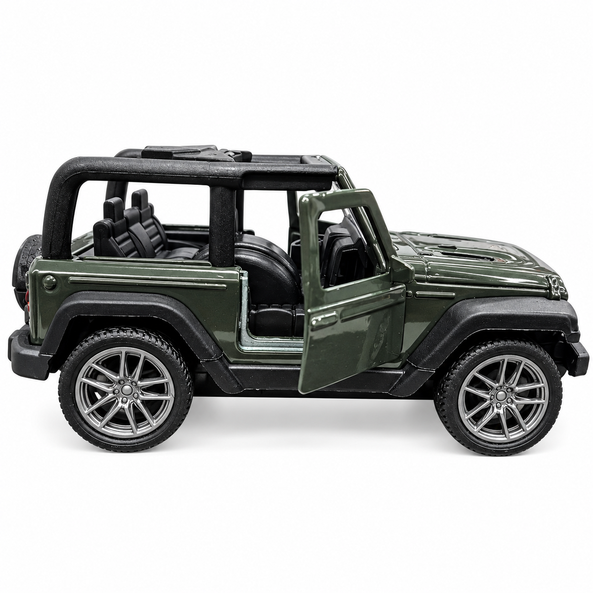 Road Burner Metal Racers 1:39 Scale Die-Cast Jeep Style Off-Road SUV Toy Car with Pull Back Action, Openable Doors, Metal Body & Detailed Interior – Dark Green