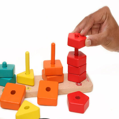 Open Ended 3 in 1 Stack and Sort Board With Lace - Jaiman Toys