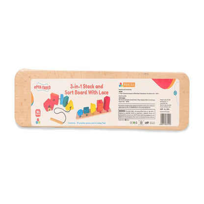 Open Ended 3 in 1 Stack and Sort Board With Lace - Jaiman Toys