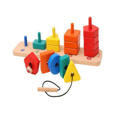 Open Ended 3 in 1 Stack and Sort Board With Lace - Jaiman Toys