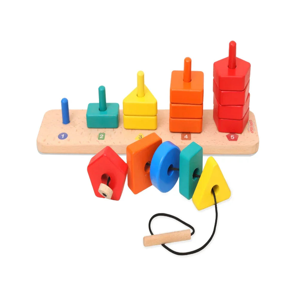 Open Ended 3 in 1 Stack and Sort Board With Lace - Jaiman Toys