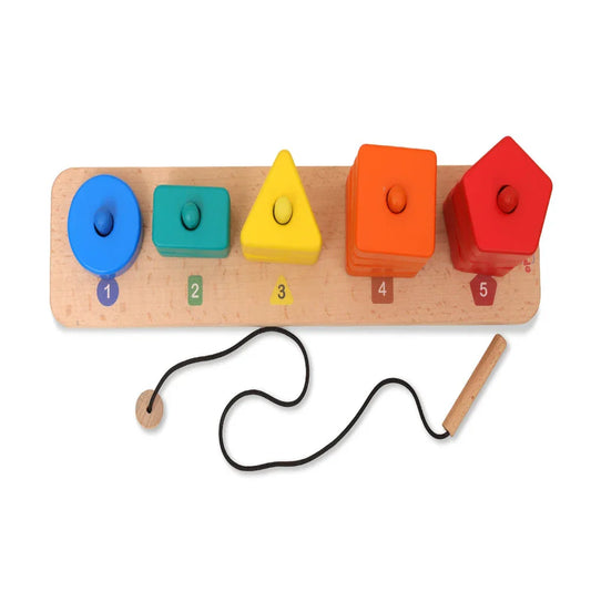 Open Ended 3 in 1 Stack and Sort Board With Lace - Jaiman Toys