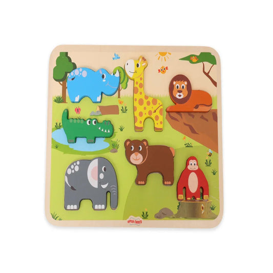 Open Ended Chunky Puzzle New Design- Animals (Includes - 7 Chunky self standing Animals) - Jaiman Toys