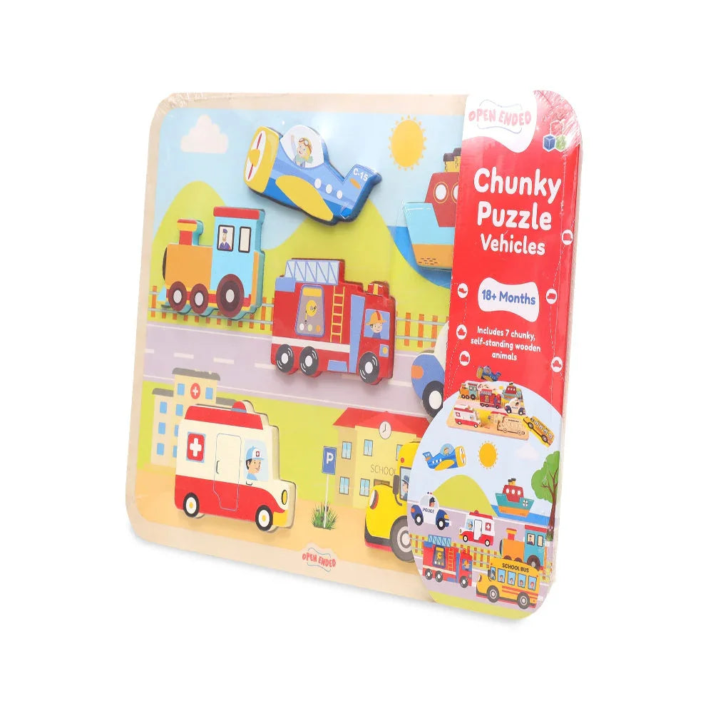 Open Ended Chunky Puzzle New Design - Vehicles (Includes - 7 Chunky self standing Vehicles) - Jaiman Toys