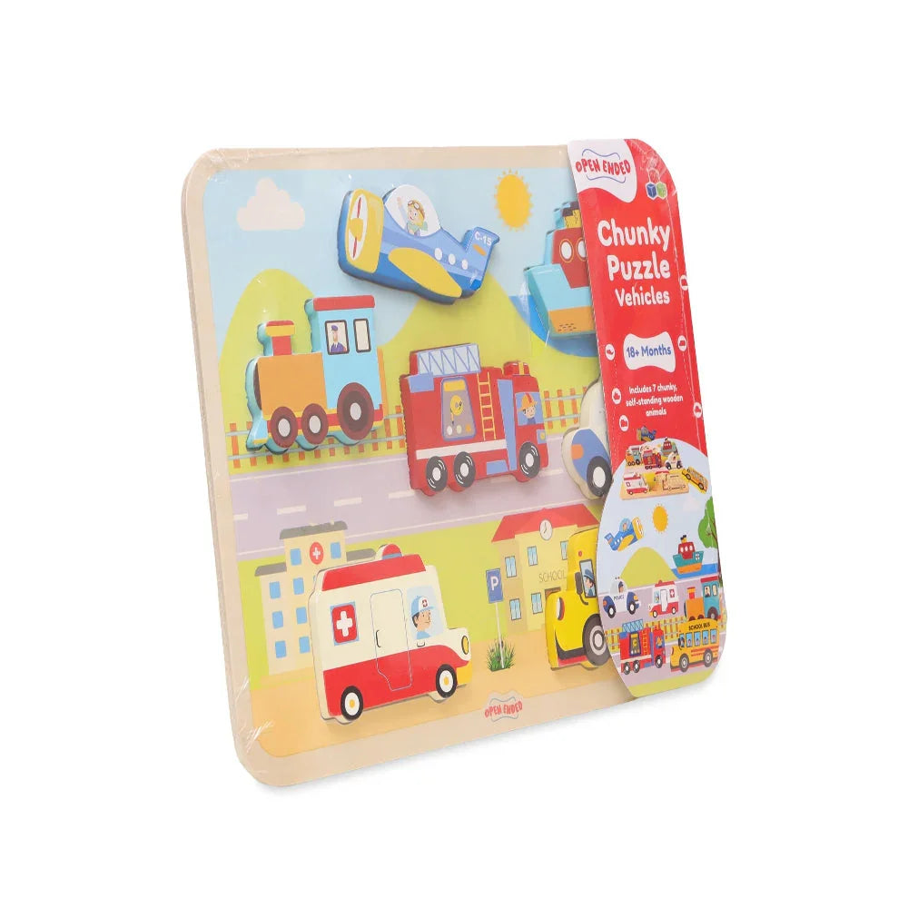 Open Ended Chunky Puzzle New Design - Vehicles (Includes - 7 Chunky self standing Vehicles) - Jaiman Toys